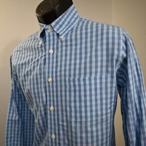 Brooks Brothers Regent Dress Shirt Blue Plaid Long Sleeve Button Up Mens Small